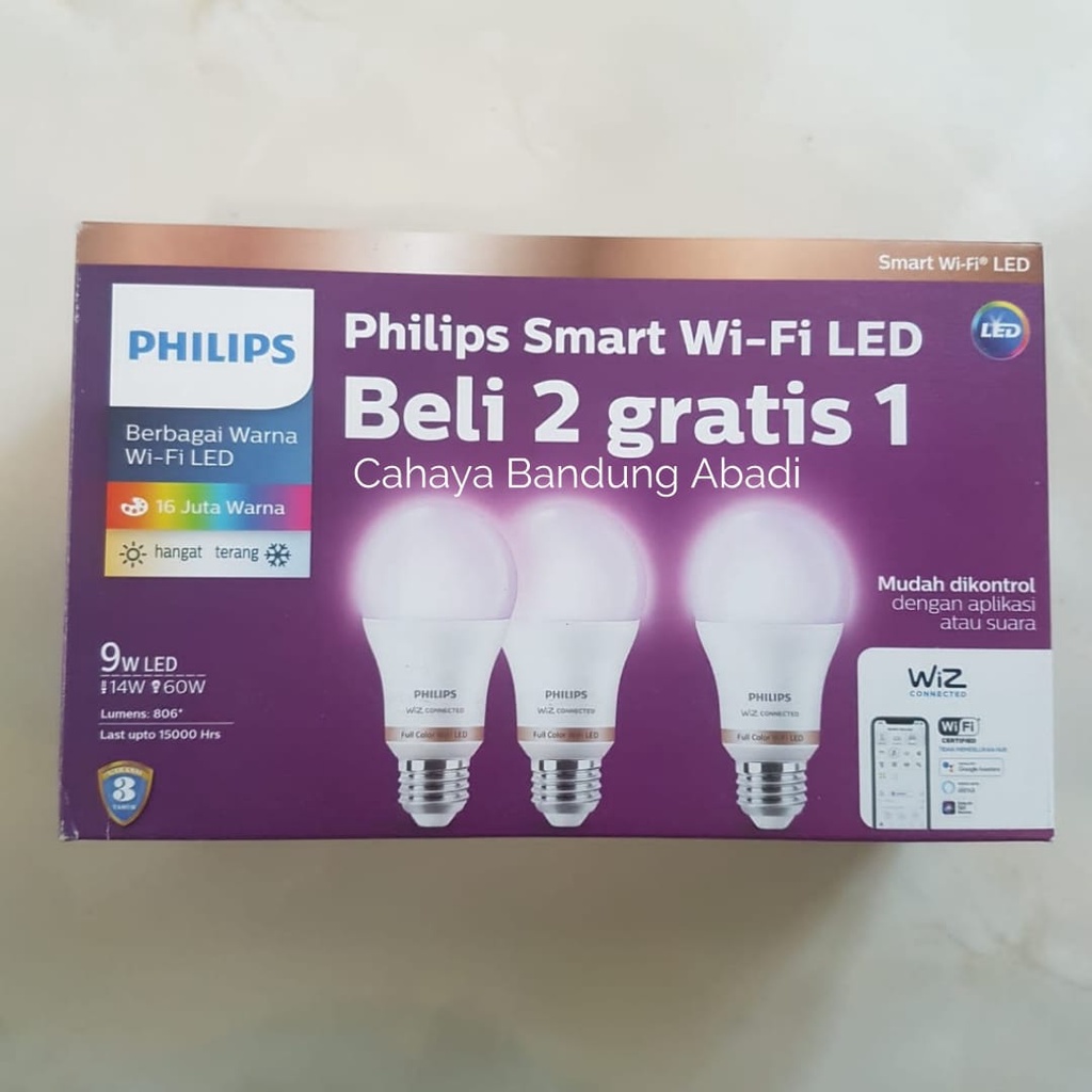 Jual Lampu Philips Smart Wifi paket Multipack 9 Watt RGB 16 juta Warna ...