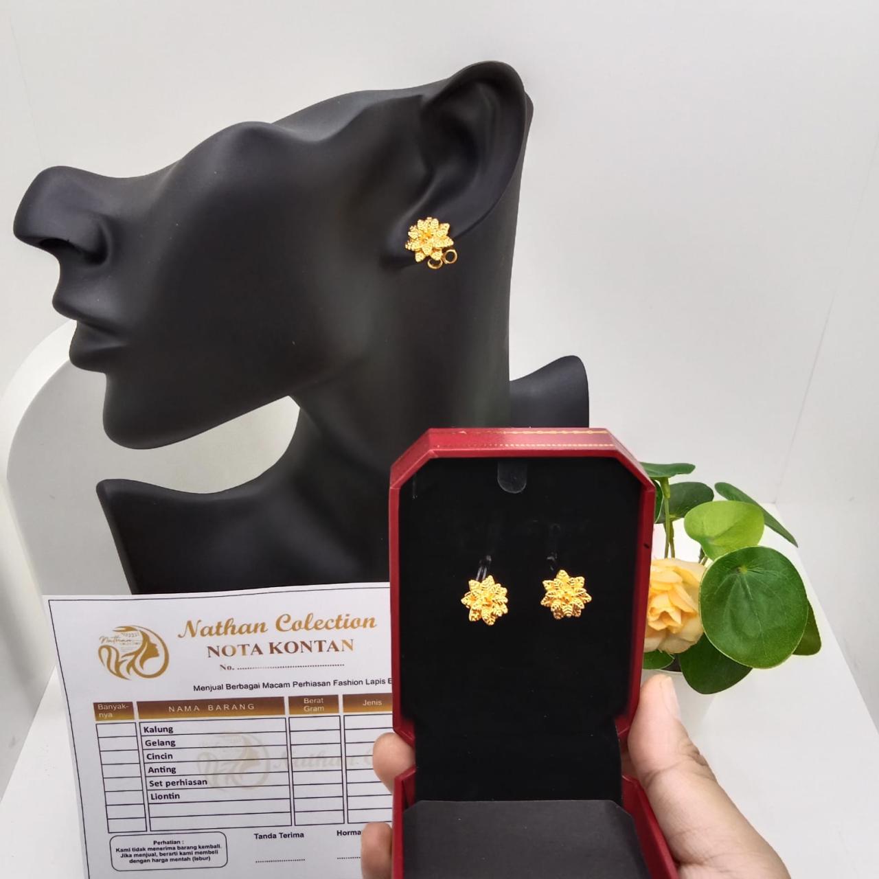 Nathan - Anting Wanita Dewasa Style Korea Lapis Emas Model Tusuk Bunga ...
