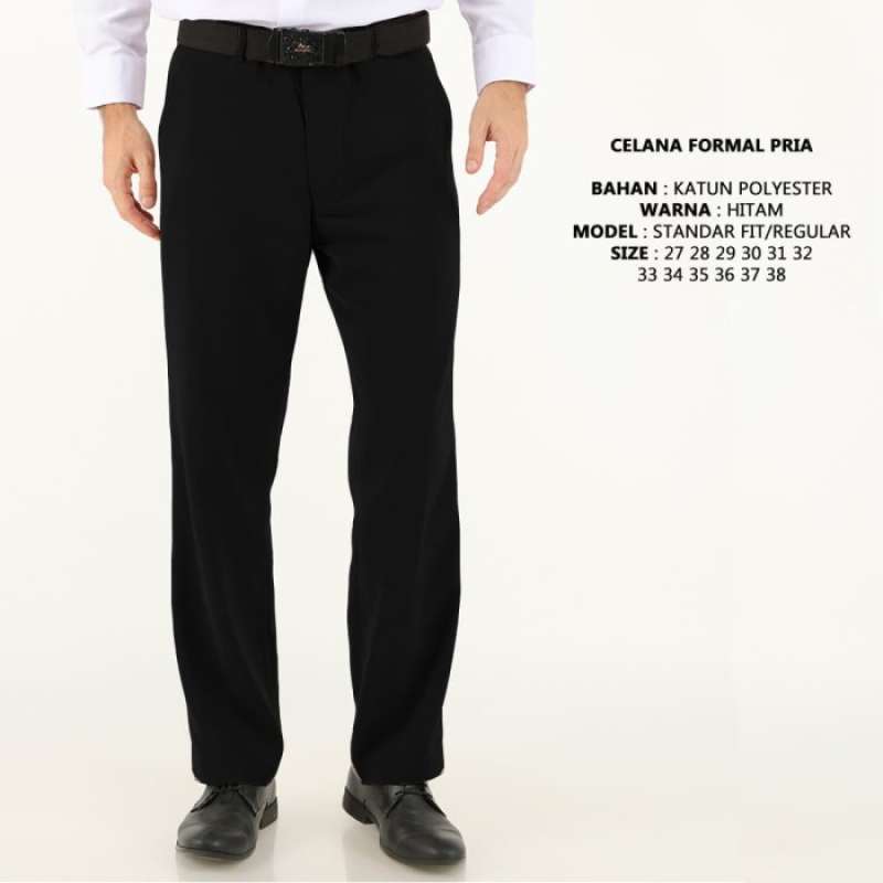 Jual Celana Hitam Pria Formal Standar Fit Reguler Bahan Premium Quality ...