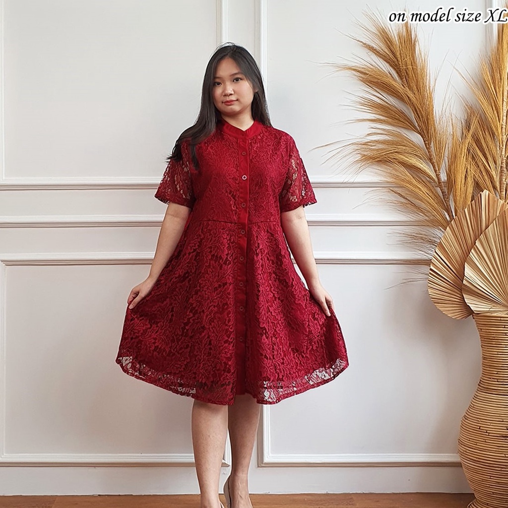 Jual Dress Gaun Pesta Brokat Pendek Dress Wanita Modern Mewah untuk ...