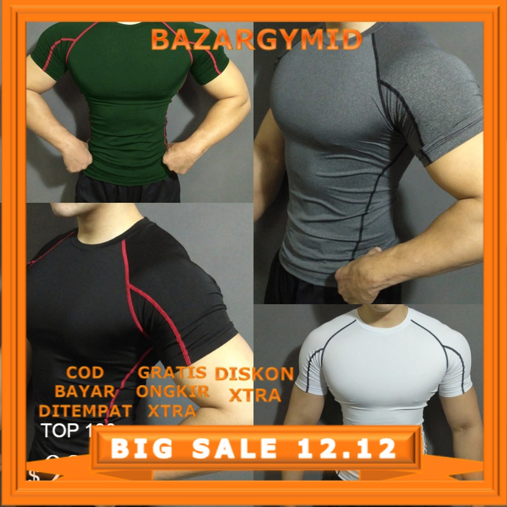 Jual Kaos polos pria kaos gym pria pakaian atasan pria olahraga fitness ...
