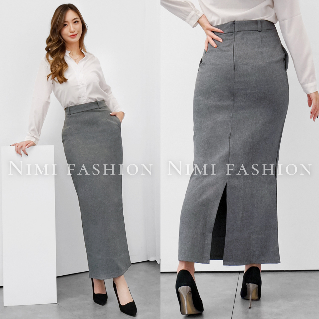 Jual NIMI - Rok Span Belah Belakang Rok Kerja Wanita Panjang Rok Formal ...