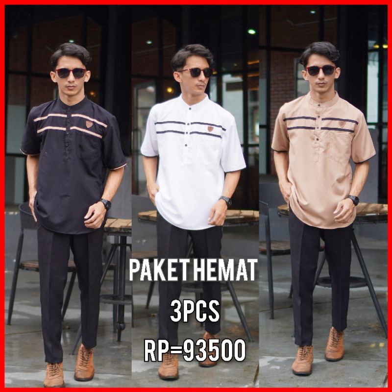 Jual [ISBYBATIK] paket hemat 100 ribuan 3 pcs. Baju Koko Kurta Lengan ...