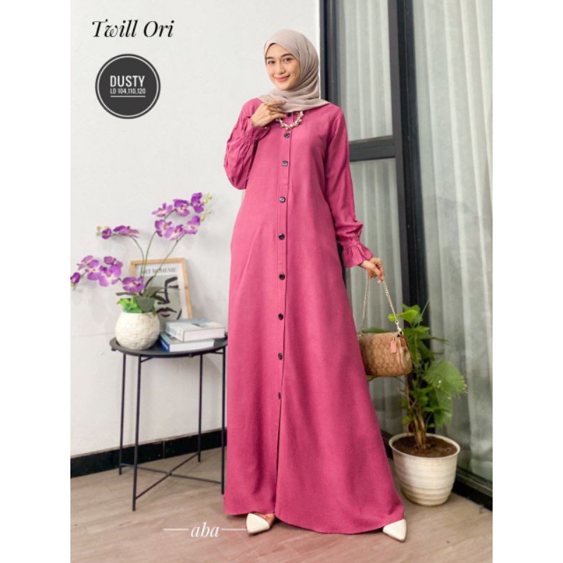Jual gamis polos twill ori | gamis busui | gamis kancing | gamis polos ...